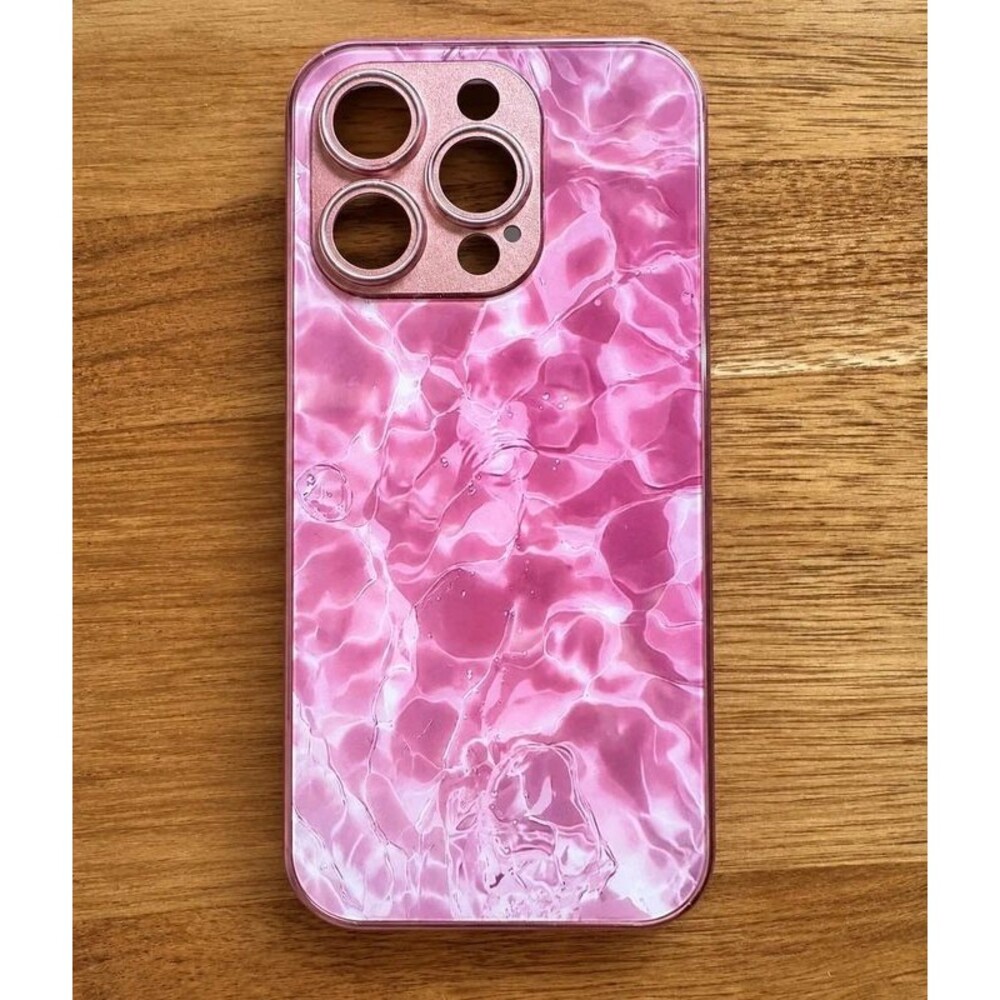 iPhone 15 Pro Case Pink Water Ripple Rose Gold Protective Cove